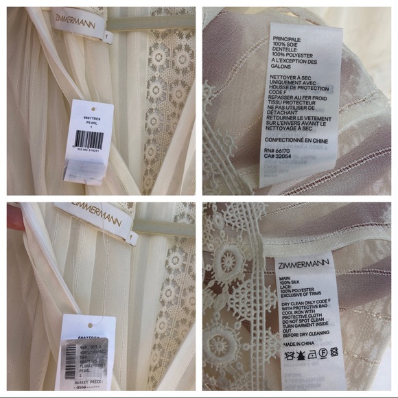 ZIMMERMANN silk + lace blouse IVORY size 6 - Picture 12 of 16